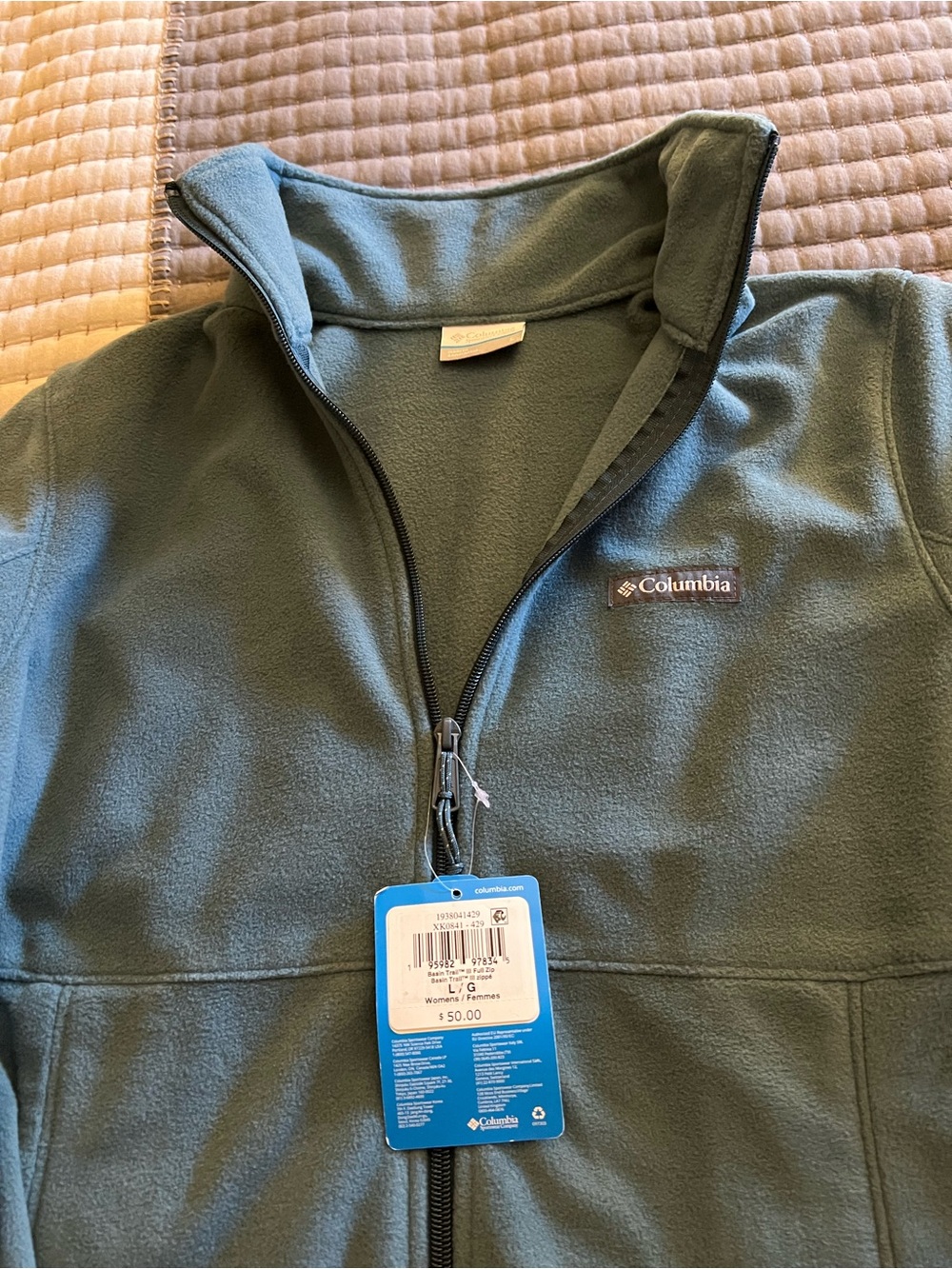 Columbia Ladies Green Full-Zip Fleece Pullover